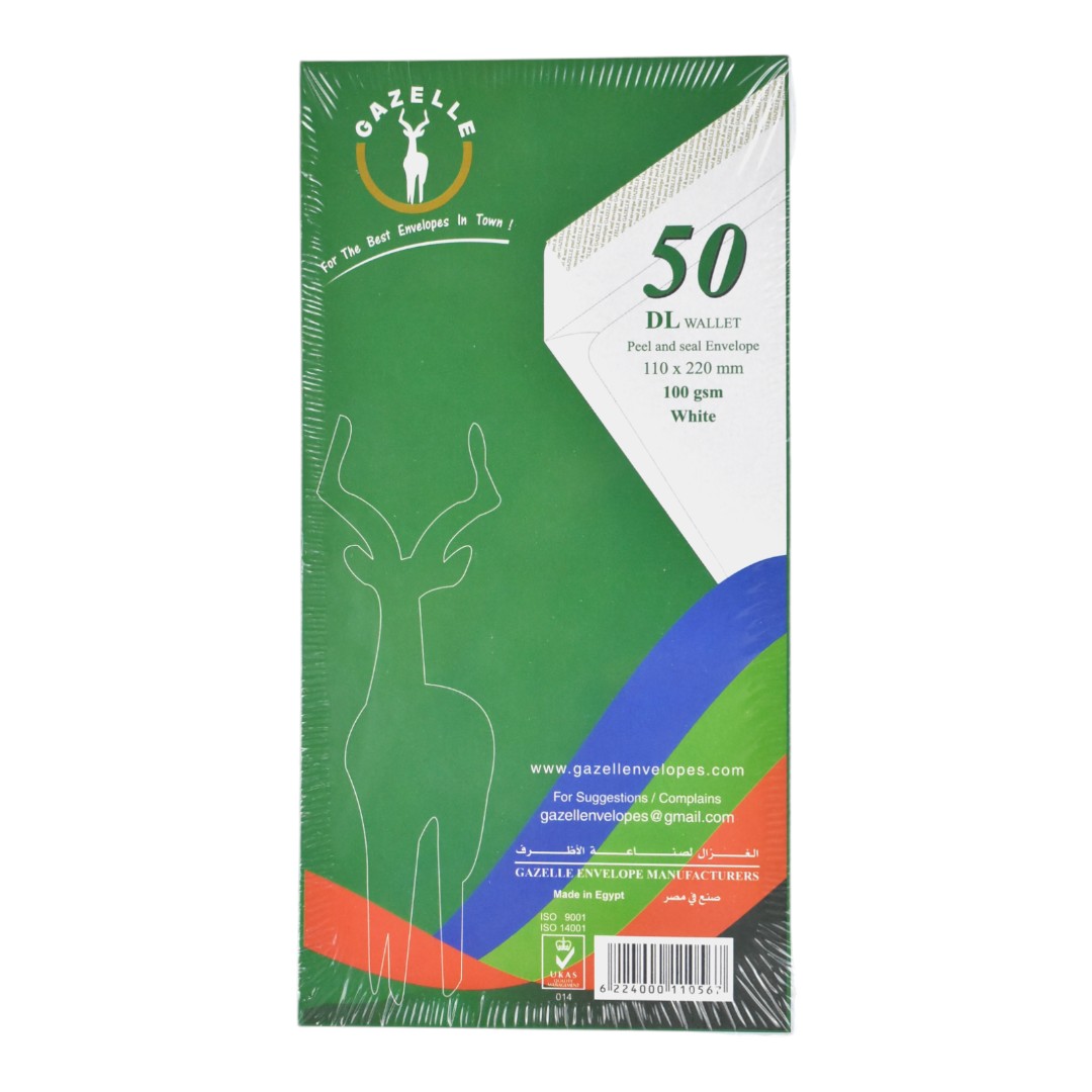 Gazelle Peel and Seale -white Envelopes 110*220 mm 100 gsm -